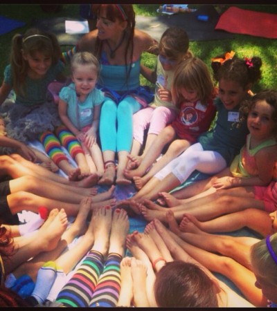A special circle with all our Rainbow Yogis